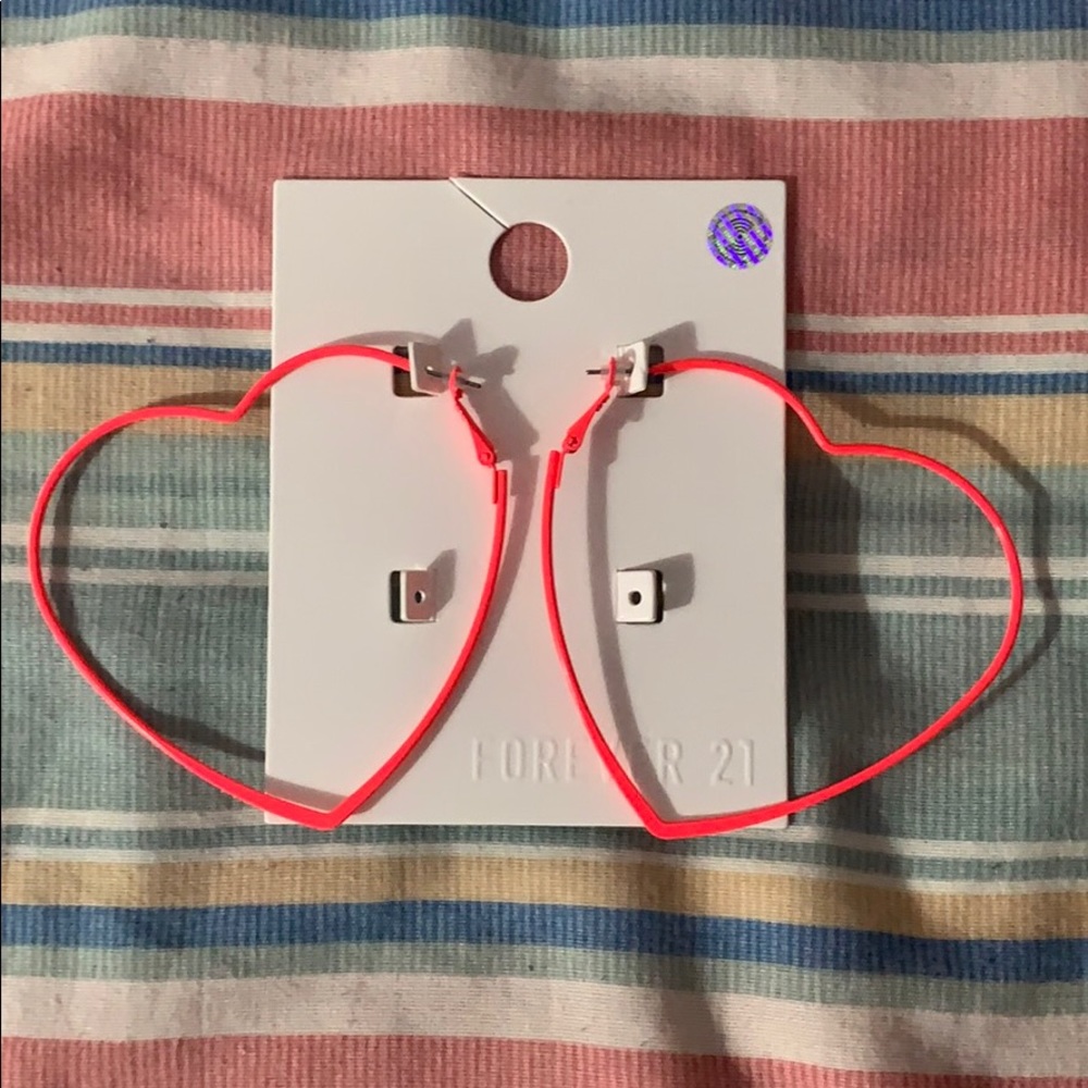 NWT Neon Pink Hearts Earrings from Forever 21